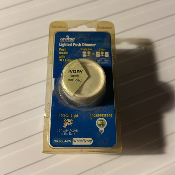 Two Leviton White and Ivory Push On/Off Dimmer with RFI Filter - Picture 7 of 12